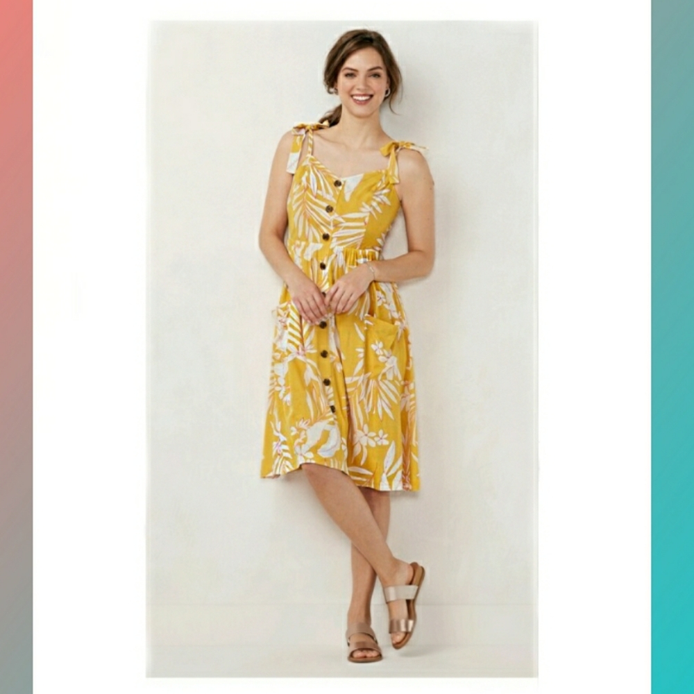 Nwot LC Lauren Conrad Button Front Dress W/Pockets